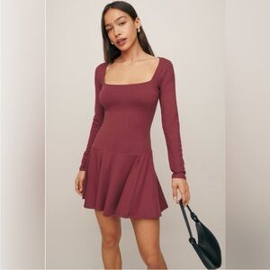 NWOT Reformation Coen Long Sleeve Drop Waist Minidress Size Medium